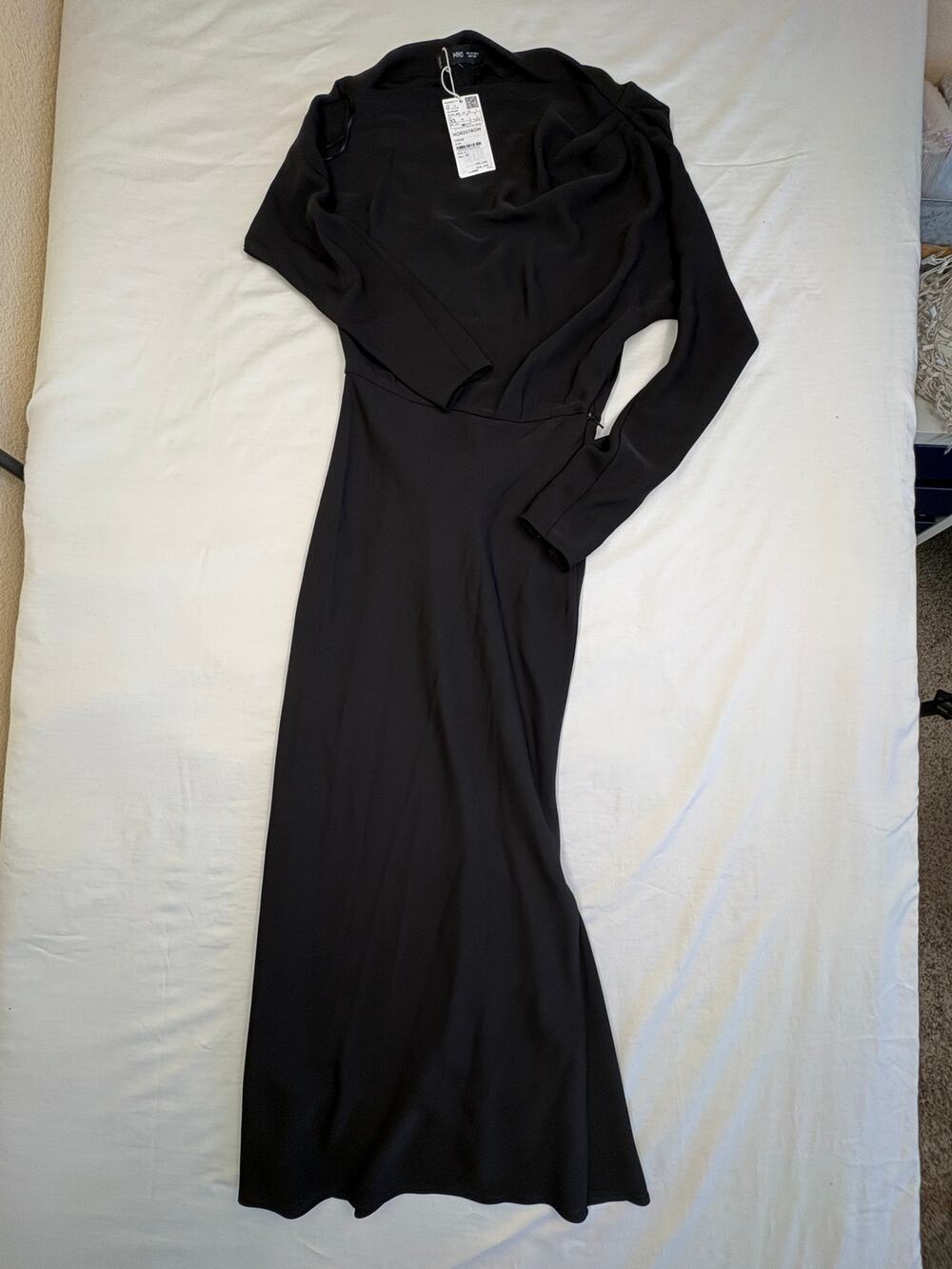 MNG Mango Black Long Sleeve Maxi Dress Size XS 2 NWT Nordstrom